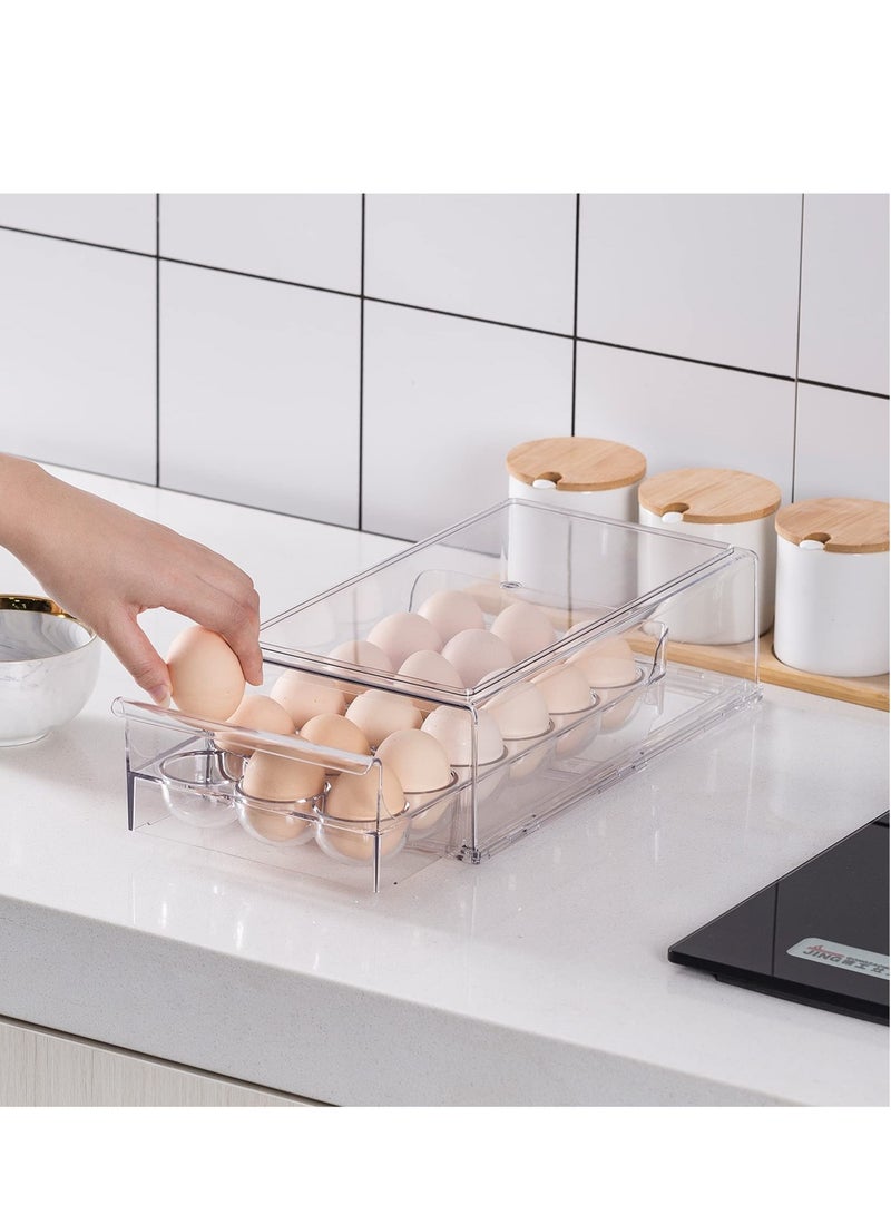 SYOSI Egg Container for Refrigerator BPA Free Refrigerator Organizer Bins,Stackable Egg Holder for Refrigerator,18 Egg Tray,Clear - Image 5