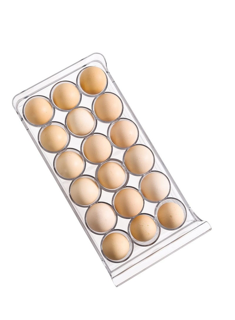 SYOSI Egg Container for Refrigerator BPA Free Refrigerator Organizer Bins,Stackable Egg Holder for Refrigerator,18 Egg Tray,Clear - Image 3