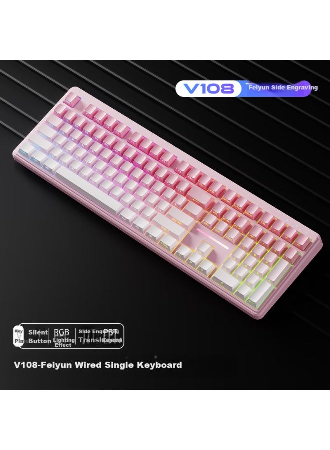 Eweadn V108 Mechanical Keyboard Rgb Side-printed Backlit Keycaps Wired Gaming Keyboard Silent Office Laptop Mouse And Keyboard Set High-performance Peripherals - Image 1