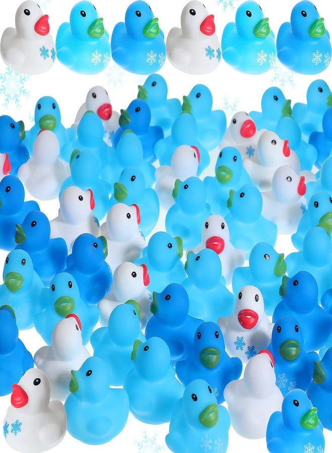 Jerify 100 Pcs Mini Rubber Ducks Snowflake Themed Rubber Ducks Wintertoys Bulk Holiday Bath Ducky Favors Bathtub Pool Toys Birthday Christmas Party Goodie Bag Fillers Gift - Image 1