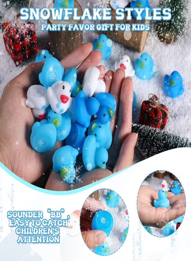 Jerify 100 Pcs Mini Rubber Ducks Snowflake Themed Rubber Ducks Wintertoys Bulk Holiday Bath Ducky Favors Bathtub Pool Toys Birthday Christmas Party Goodie Bag Fillers Gift - Image 2