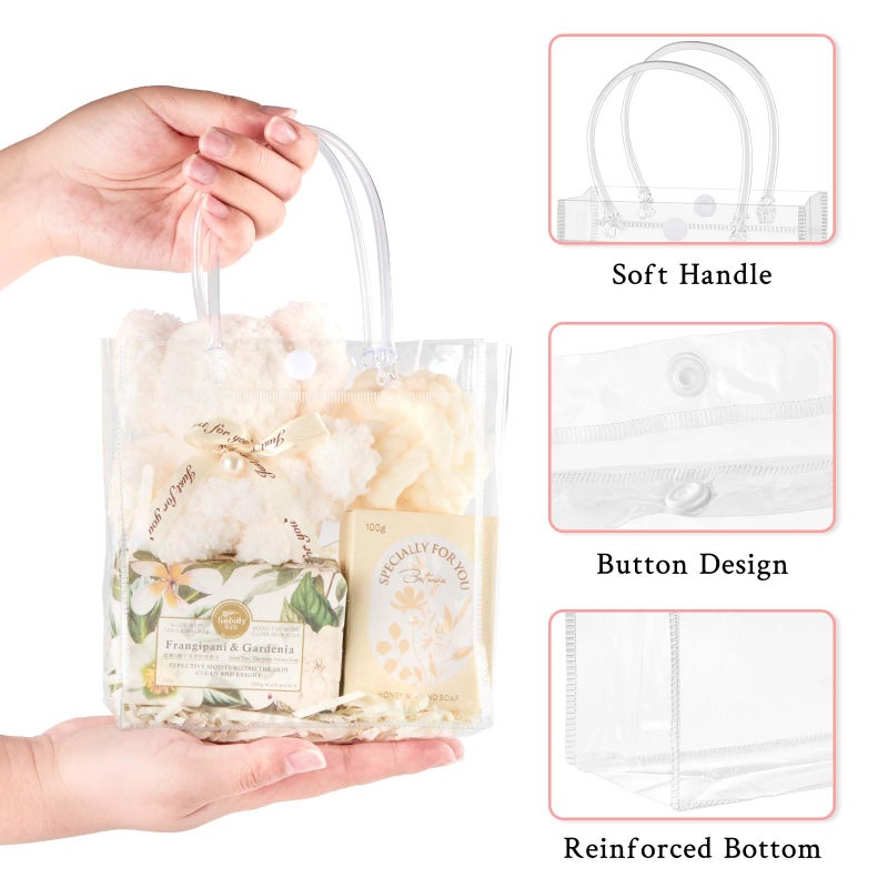 Mauproy 30 Pack Clear Gift Bags with Handles, Party Favor Bags with Ribbons and Tags, Reusable Goodie Tote Bags for Mother's Day Wedding Baby Shower (5.9â€ x 6.3â€ x 2.8") - Image 3