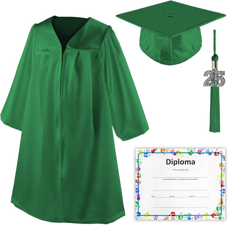Class Act Graduation Shiny Kindergarten Preschool Graduation Cap & Gown with Matching Bling Tassel and Diploma Certificate - Image 1