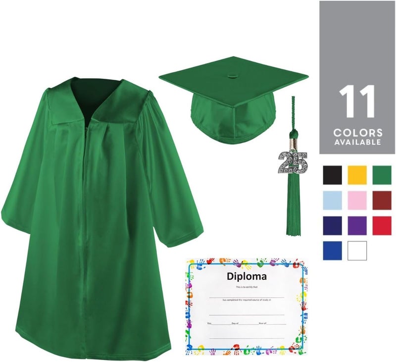 Class Act Graduation Shiny Kindergarten Preschool Graduation Cap & Gown with Matching Bling Tassel and Diploma Certificate - Image 2