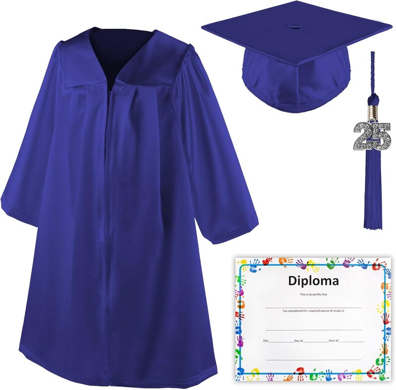 Class Act Graduation Shiny Kindergarten Preschool Graduation Cap & Gown with Matching Bling Tassel and Diploma Certificate - Image 4