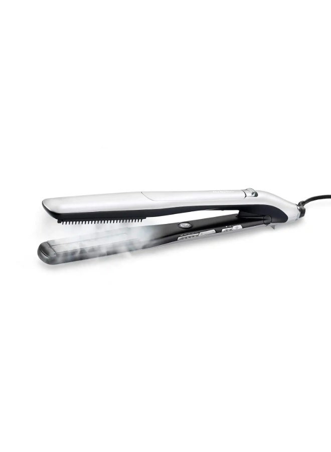 بيبي ليس BaByliss Professional Steam Hair Straightener | 36mm Wide Ceramic Plates | 5 Heat Settings 170-210°C | 360° Surround Steam Technology for Smooth, Shiny Hair white - Image 1