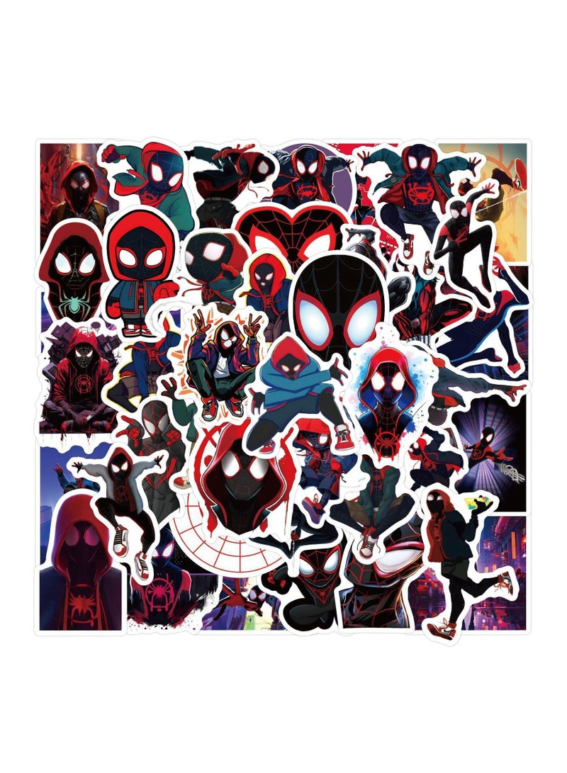 SYOSI 50 قطعة ملصقات عنكبوت للأطفال والمراهقين، ملصقات مايلز موراليس للأولاد، ملصقات فينيل مقاومة للماء زاهية زينة لقارورات الماء، الحواسيب المحمولة، دفاتر القصاصات، الخوذة، الأمتعة، ألواح التزلج، الدراجات، الدراجات النارية - Image 1