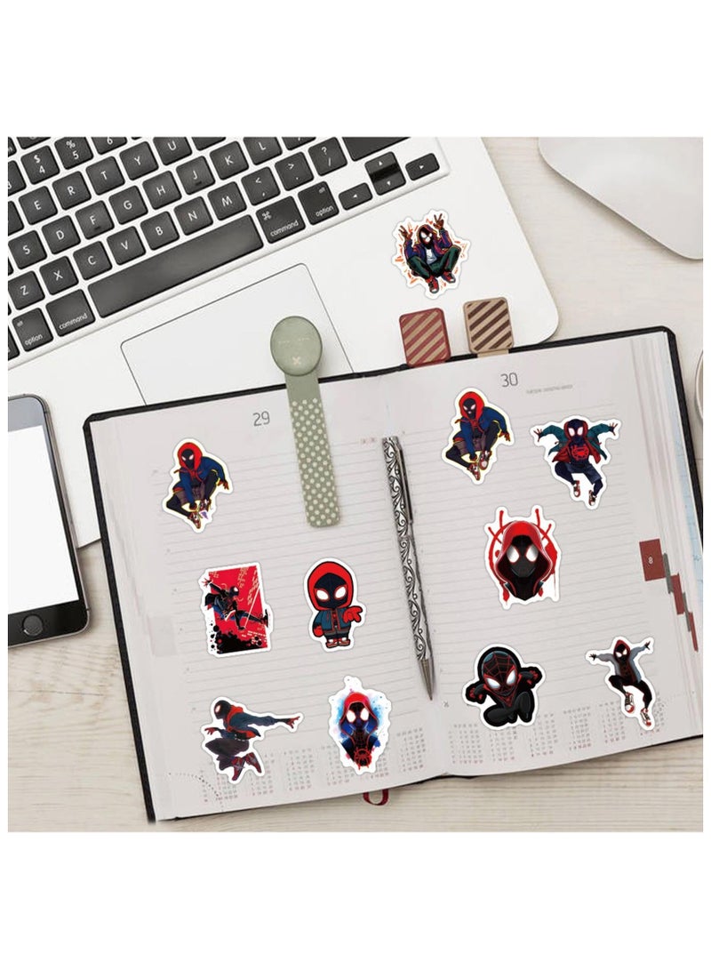 SYOSI 50 قطعة ملصقات عنكبوت للأطفال والمراهقين، ملصقات مايلز موراليس للأولاد، ملصقات فينيل مقاومة للماء زاهية زينة لقارورات الماء، الحواسيب المحمولة، دفاتر القصاصات، الخوذة، الأمتعة، ألواح التزلج، الدراجات، الدراجات النارية - Image 3