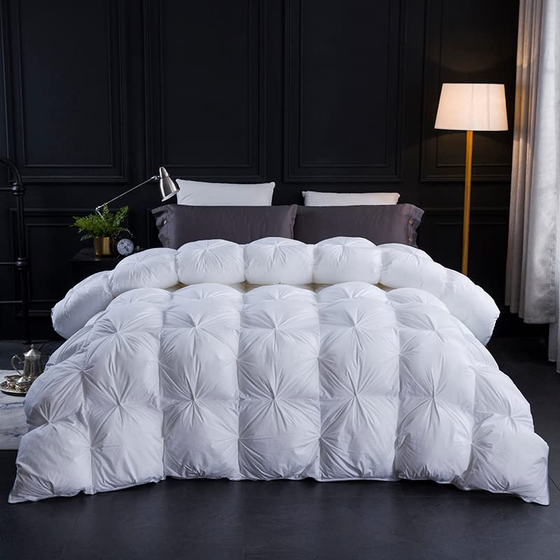Three Geese Pinch Pleat Waterfowl Feathers and Down Comforter Twin Size Duvet Insert,750+ Fill Power,1200TC 100% Cotton, Premium All Seasons White Warm Hotel Comforter with 8 Tabs. - Image 2