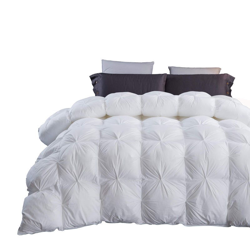 Three Geese Pinch Pleat Waterfowl Feathers and Down Comforter Twin Size Duvet Insert,750+ Fill Power,1200TC 100% Cotton, Premium All Seasons White Warm Hotel Comforter with 8 Tabs. - Image 1