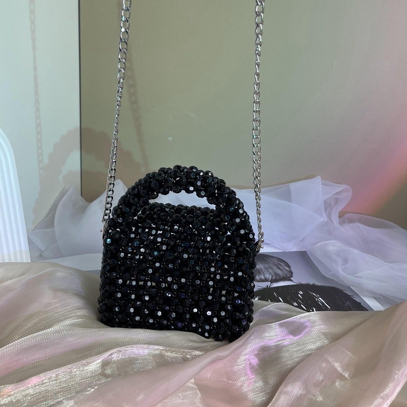 Casual elegant emerald shoulder crossbody chain homemade handbag handmade beaded bag Internet celebrity photo bag for women - Image 5