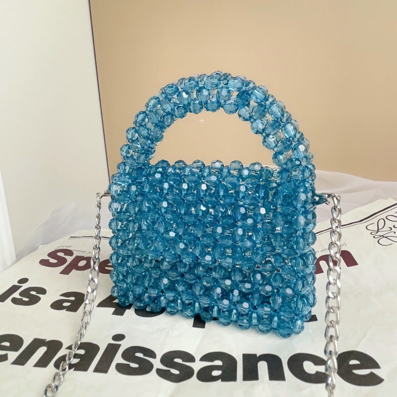 Casual elegant emerald shoulder crossbody chain homemade handbag handmade beaded bag Internet celebrity photo bag for women - Image 4