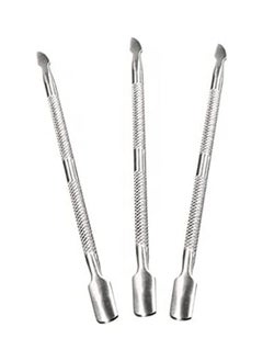 NIBEMINENT 3-Piece Professional Stainless Steel Nail Cuticle Pusher Silver  - Image 1