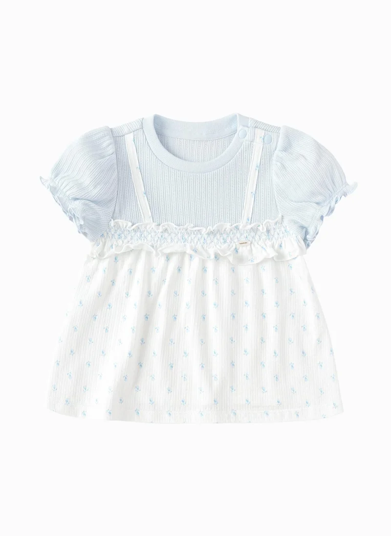 Balabala Baby Girls Round v-neck short-sleeved T-shirt