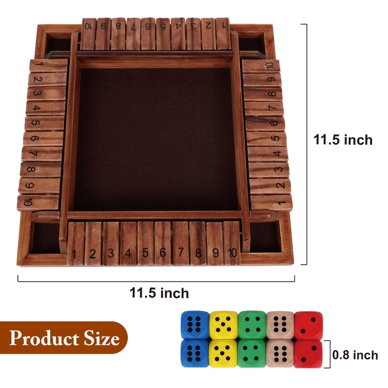 GOTHINK 14 Player Shut The Box Dice Game 115inch Wooden Board Table Math Game with 10 Dices  Math  Decision Skills for AdultsKids Perfect for Home Class Parties  Pubs  Classic Tabletop Fun - Image 3