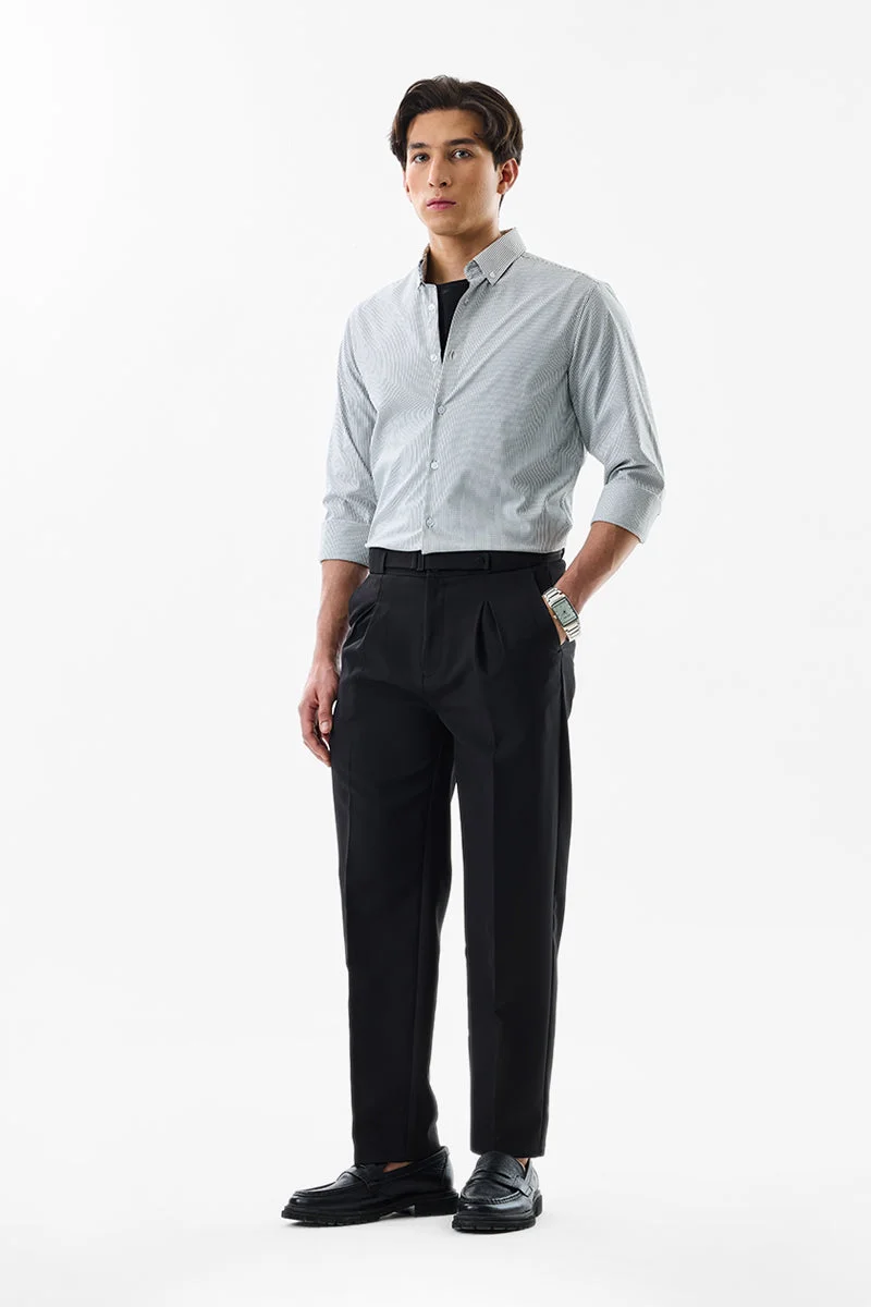 SNITCH Black Korean Regular Fit Stretch Trousers for Men | Best Price UAE