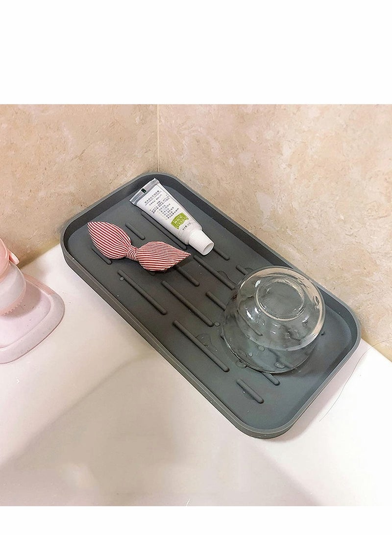 SYOSI Silicone Dish Drying Mat 2 Pack Silicone Drying Mat Multifunctional Heat Resistant Easy Clean Draining Board Mat Non Slip Dish Drainer Mat for Dishes Cup Plate Countertop Glass Stemware - Image 3