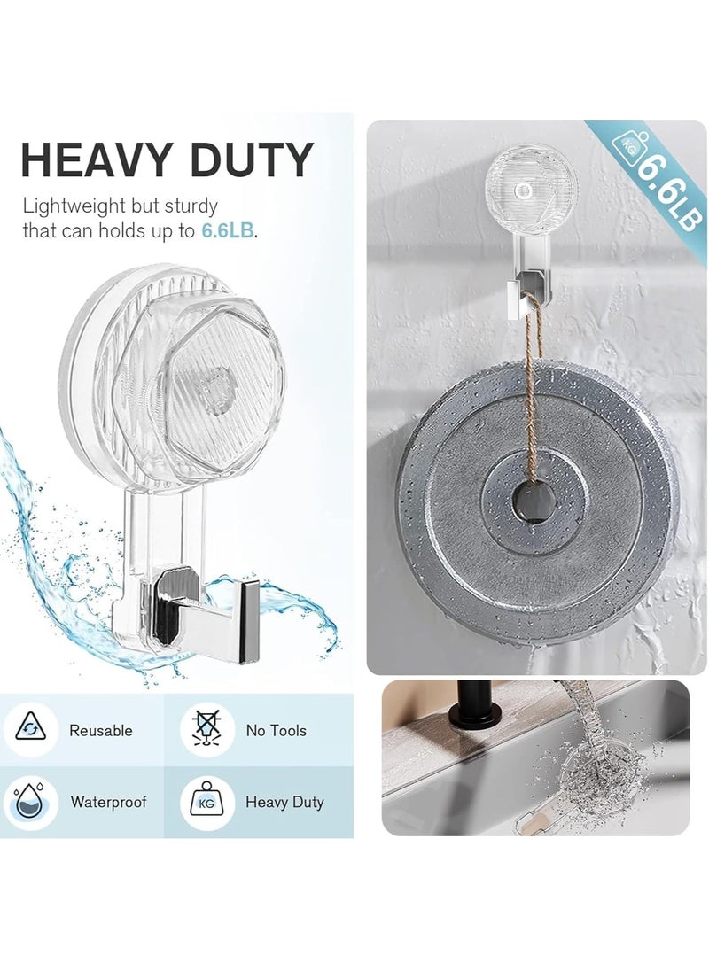 Rightsure - Powerful Vacuum Suction Cup hooks，Heavy Duty Wall Hooks for Towel, Robe, Loofah in Bathroom Kitchen Hanger Hooks for Spoons Reusable Removable（3pcs，Transparent，Grey and Green） - Image 1