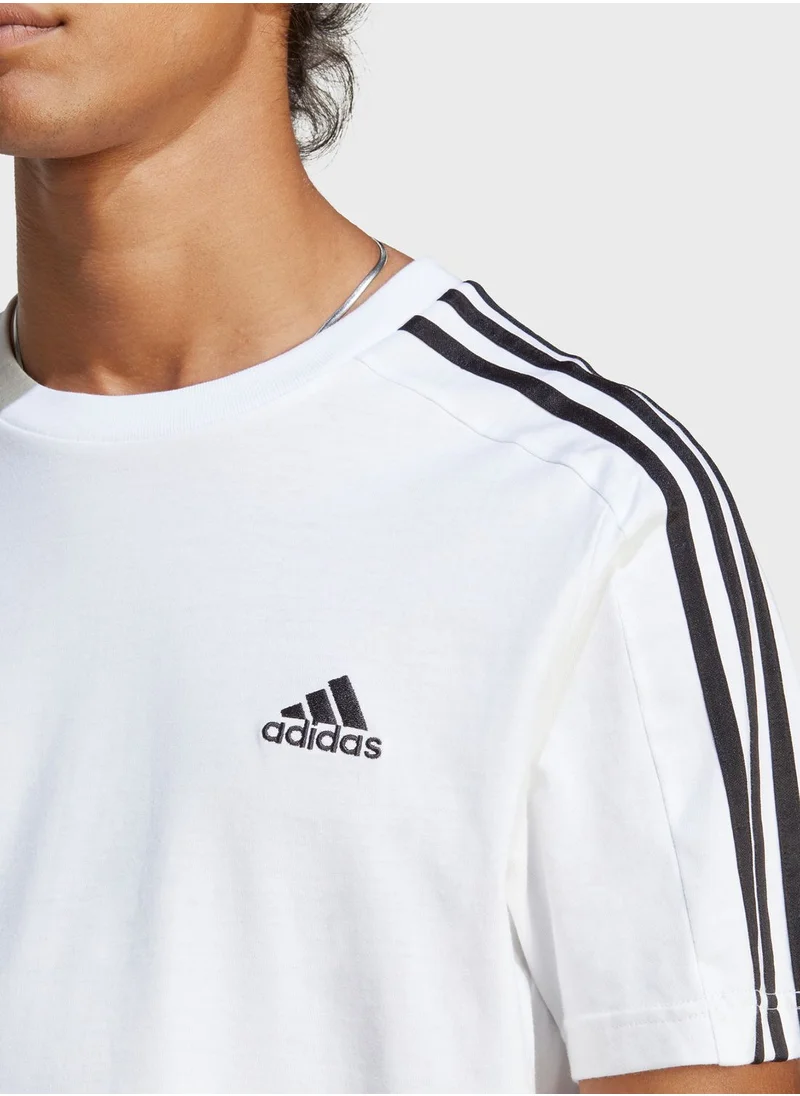 Adidas 3 Stripes Single Jersey T-Shirt