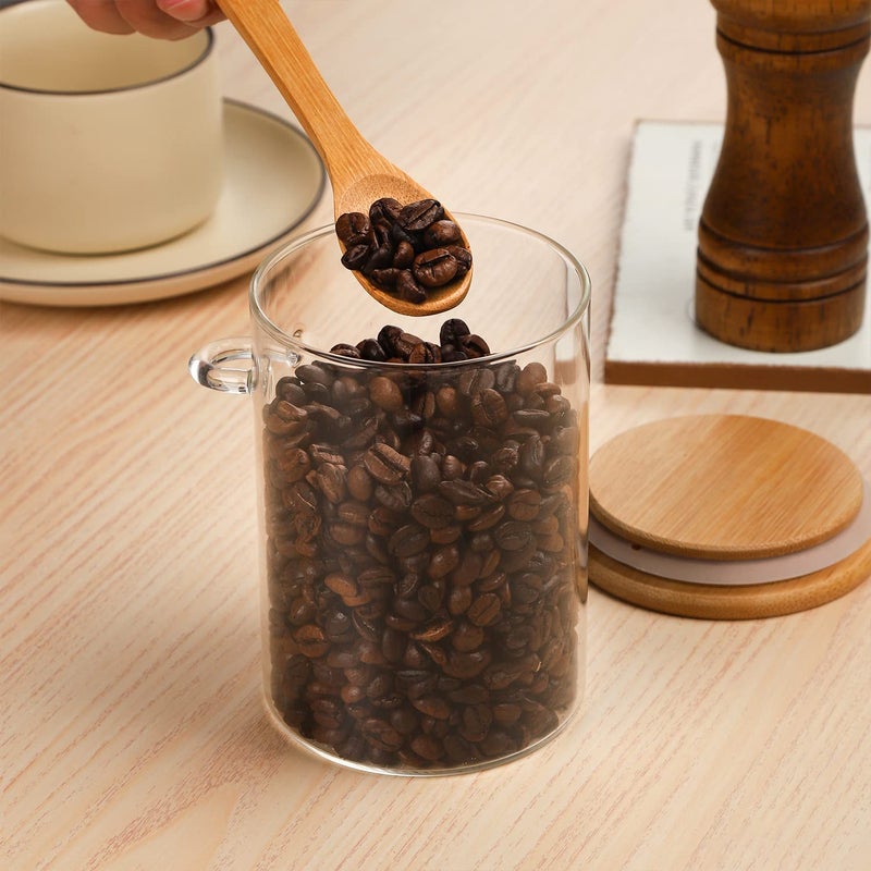 WHJY Glass Glass Jar with Lid and Spoon, Airtight Glass Jars bamboo lids, overnight oats jars, Dog Treat Jar for Pet, Glass Candy Cookies Coffee Canister Jar Bath Salt Container - 20 oz (1) - Image 4