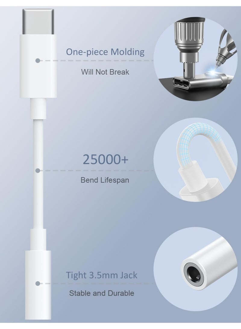 Aethar USB Type C Headphone Jack Adapter for iPhone/ Htc/Moto/ Huawei/Honor/Google Pixel/Samsung Galaxy S24 S24+ S24 Ultra(White) - Image 5