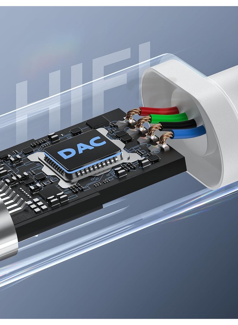 Aethar USB Type C Headphone Jack Adapter for iPhone/ Htc/Moto/ Huawei/Honor/Google Pixel/Samsung Galaxy S24 S24+ S24 Ultra(White) - Image 3