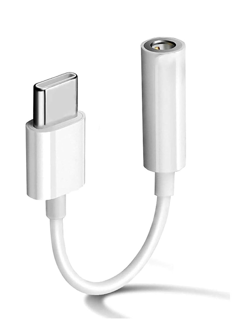 Aethar USB Type C Headphone Jack Adapter for iPhone/ Htc/Moto/ Huawei/Honor/Google Pixel/Samsung Galaxy S24 S24+ S24 Ultra(White) - Image 1
