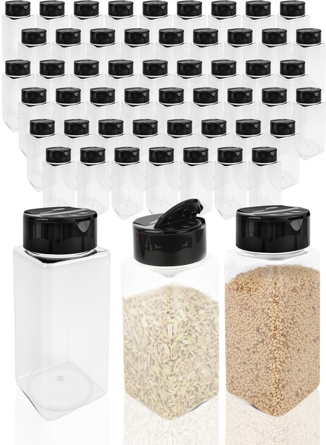 Conagel 54 Pack 9 oz Plastic Spice Jars with Black Cap Empty Seasoning Bottles with Shaker Lids Clear Square Spice Containers for Storing Spice Herbs - Image 1