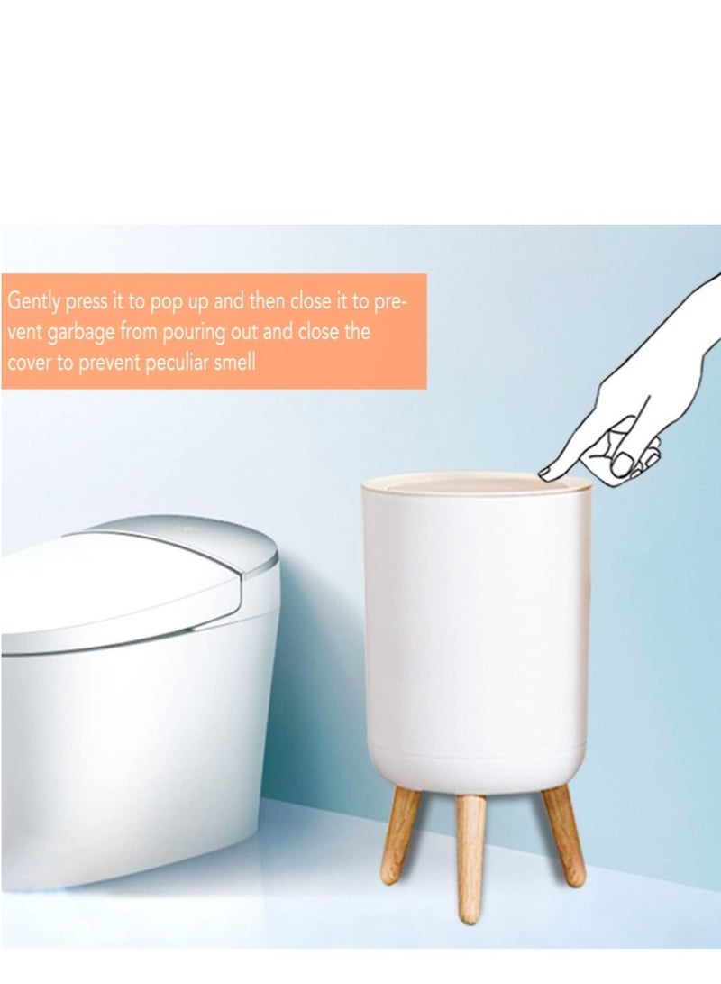 eBasket Touch Basket Square Plastic 10L White with Automatic Pressure Lid, Removable Wooden Legs, Easy to Use, Compact Material, Multipurpose, Ideal for Home, Office, Restaurants and Cafes - Image 2