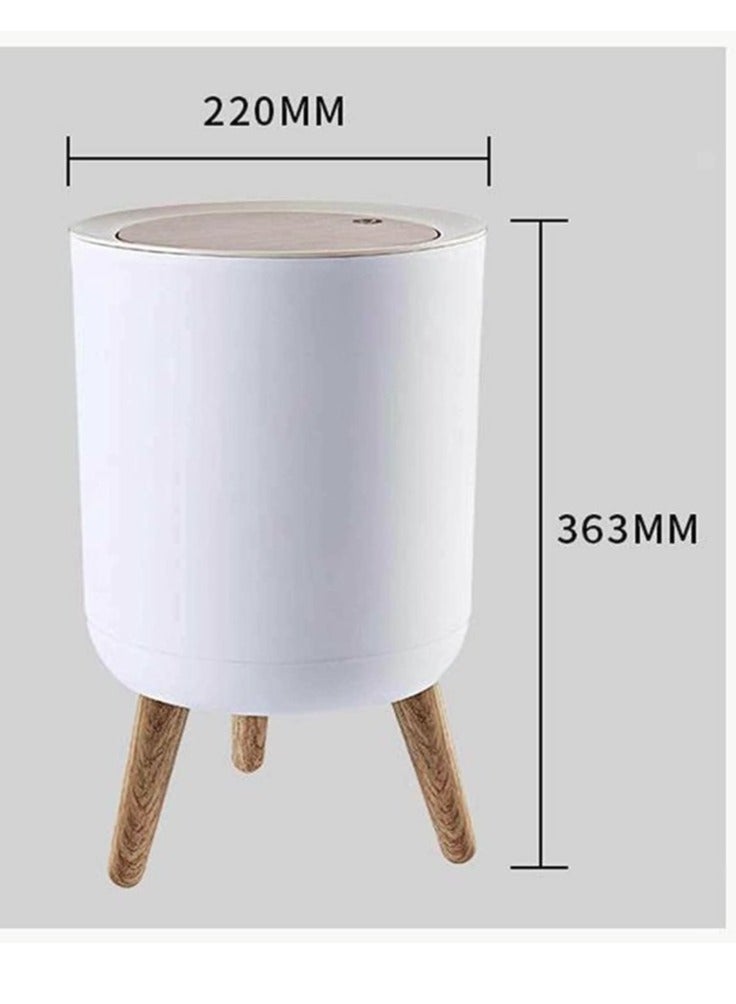 eBasket Touch Basket Square Plastic 10L White with Automatic Pressure Lid, Removable Wooden Legs, Easy to Use, Compact Material, Multipurpose, Ideal for Home, Office, Restaurants and Cafes - Image 3