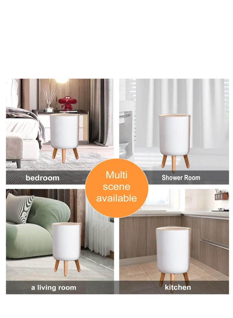 eBasket Touch Basket Square Plastic 10L White with Automatic Pressure Lid, Removable Wooden Legs, Easy to Use, Compact Material, Multipurpose, Ideal for Home, Office, Restaurants and Cafes - Image 4