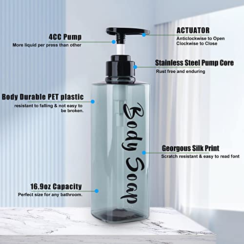 AUMIO 16.9oz Shampoo Dispenser for Shower Wall 3 Chamber, Drill Free Shampoo and Conditioner Dispenser with 6 Waterproof Labels, Wall Mounted Shower Soap Dispenser Shampoo Bottles for Home Bathroom - Image 2