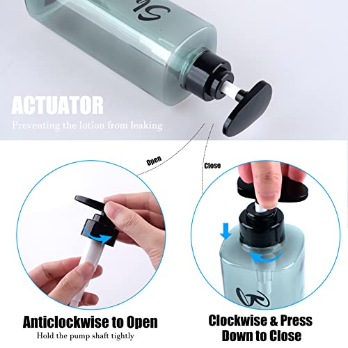 AUMIO 16.9oz Shampoo Dispenser for Shower Wall 3 Chamber, Drill Free Shampoo and Conditioner Dispenser with 6 Waterproof Labels, Wall Mounted Shower Soap Dispenser Shampoo Bottles for Home Bathroom - Image 5