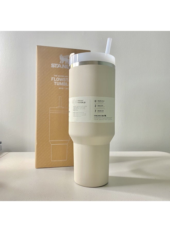 Stanley Quencher H2.0 FlowState Stainless Steel Vacuum Insulated Tumbler with Lid and Straw for Water, Iced Tea or Coffee, Smoothie and More (Soft Matte / DUNE) 40 OZ NEW - Image 2