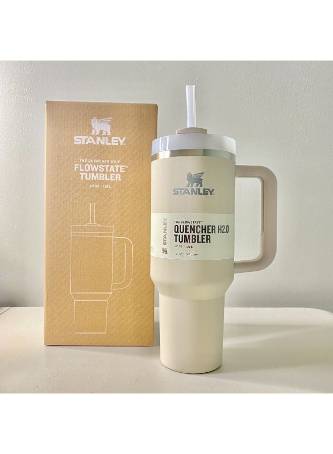 Stanley Quencher H2.0 FlowState Stainless Steel Vacuum Insulated Tumbler with Lid and Straw for Water, Iced Tea or Coffee, Smoothie and More (Soft Matte / DUNE) 40 OZ NEW - Image 1