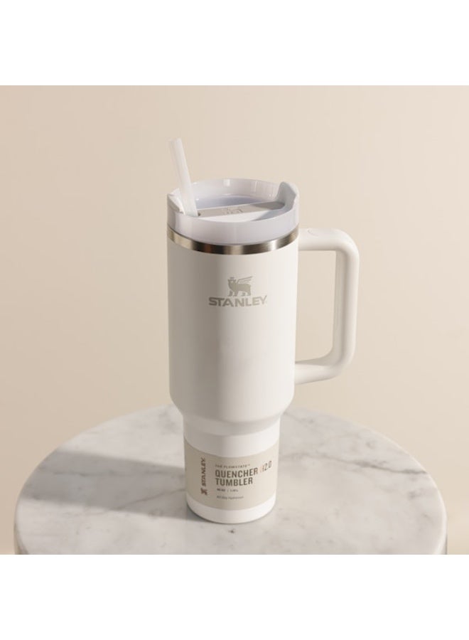 ستانلي كوب Quencher H2.0 FlowState المصنوع من الفولاذ المقاوم للصدأ معزول بالفراغ مع غطاء وقشة للماء والشاي المثلج أو القهوة والعصائر والمزيد (ناعم غير لامع / DUNE) 40 أونصة جديد - Image 2