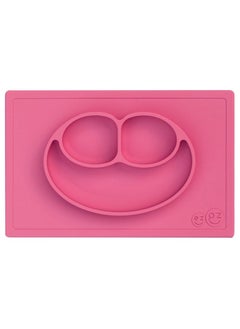 ezpz Happy Mat - 100% Silicone Kids Plate Suction Plate Babies With Built-In Placemat For Toddlers + Preschoolers -  Pink  - Image 1