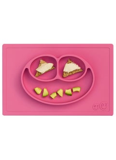 ezpz Happy Mat - 100% Silicone Kids Plate Suction Plate Babies With Built-In Placemat For Toddlers + Preschoolers -  Pink  - Image 2