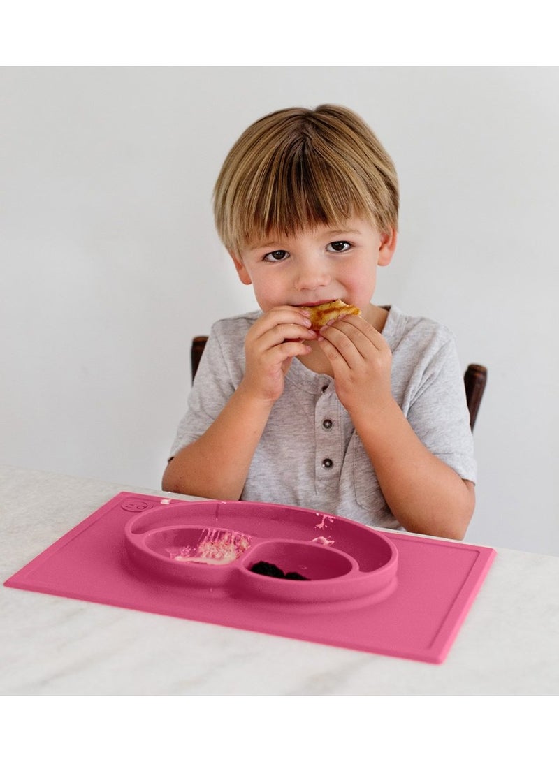ezpz Happy Mat - 100% Silicone Kids Plate Suction Plate Babies With Built-In Placemat For Toddlers + Preschoolers -  Pink - Image 3