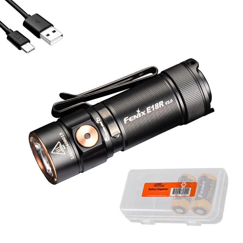 Fenix E18R V2.0 1200 Lumens EDC USB-C Rechargeable Flashlight with 2X ARB-L16 and a Lumentac Organizer - Image 1
