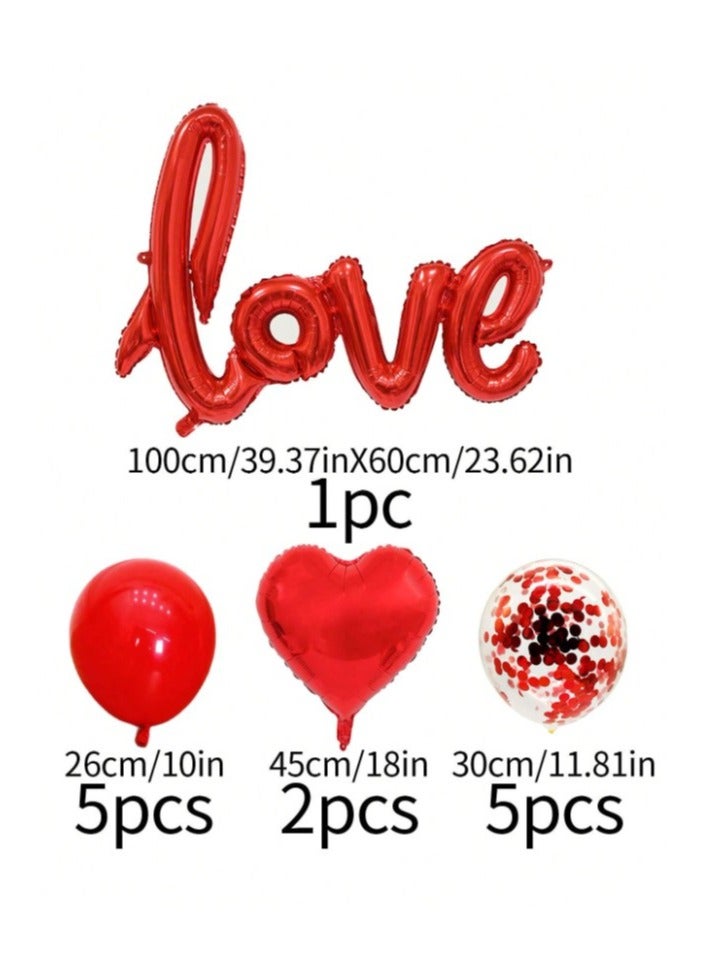 زينه يوم الحب مجموعه من 13 قطعة من البالونات تحتوي على بالونات لاتكس ، بالونات معدنيه و كلمة حب   لتزيين يوم الحب و احتفالات الذكرى السنوية والمناسبات الرومانسيه - Image 2