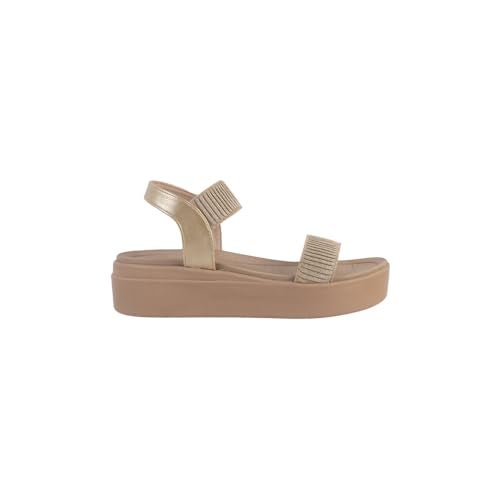 Mochi Women Gold Wedge Heel Comfort Sandal UK/7 EU/40 (34-924) - Image 4