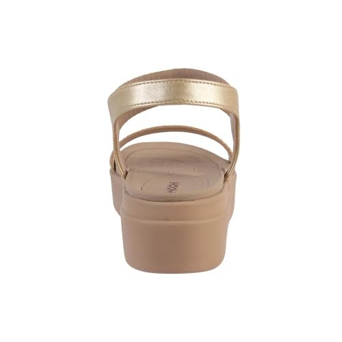 Mochi Women Gold Wedge Heel Comfort Sandal UK/7 EU/40 (34-924) - Image 5