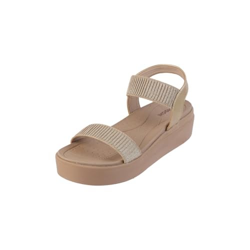 Mochi Women Gold Wedge Heel Comfort Sandal UK/7 EU/40 (34-924) - Image 1