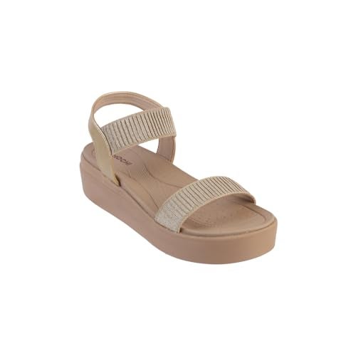 Mochi Women Gold Wedge Heel Comfort Sandal UK/7 EU/40 (34-924) - Image 3