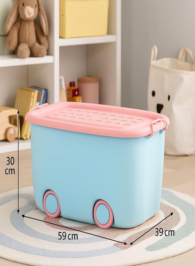 HOLLIO 25 Liters/Toy Storage Box Large Size/Toy Storage Organiser/Toy Basket Storage Box for Kids Big Size Storage Container Box Stackable/Wheels/Locking Lid & Handle (PACK OF 3) - Image 2