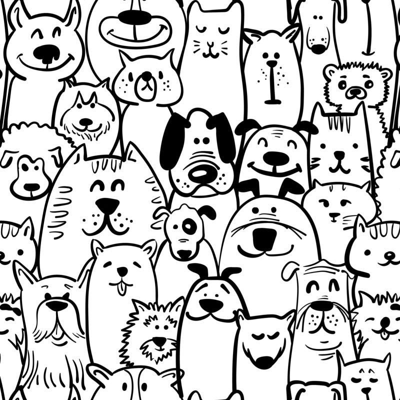 Fiula Peel and Stick Wallpaper Contact Paper Black and White Wallpaper Modern Dog Animal Wall Paper Textured Self Adhesive Removable Wallpaper for Nursery Kids Room Shelf Liner Vinyl Roll 197x173 - Image 2