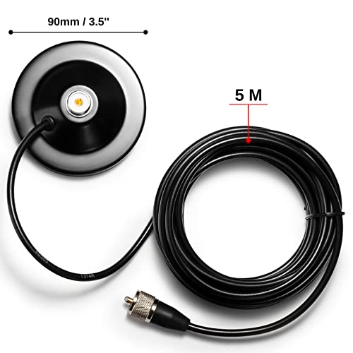 Radioddity RAM5 CBVHFUHFHF Ham Radio Antenna Magnet Mount SO239 Connection 164Ft Long Coaxial Cable Compatible with PL259 Plug Mobile Radio - Image 3