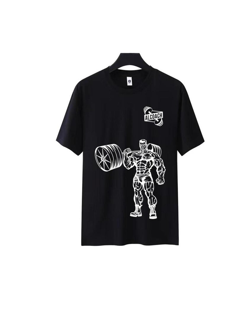 ALCOACH Men's Oversize T-shirt - ALCOACH - NEVER GIVE UP  Printed for exercise, gym and bodybuilding  - Image 2