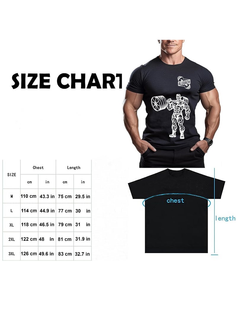 ALCOACH Men's Oversize T-shirt - ALCOACH - NEVER GIVE UP  Printed for exercise, gym and bodybuilding  - Image 4